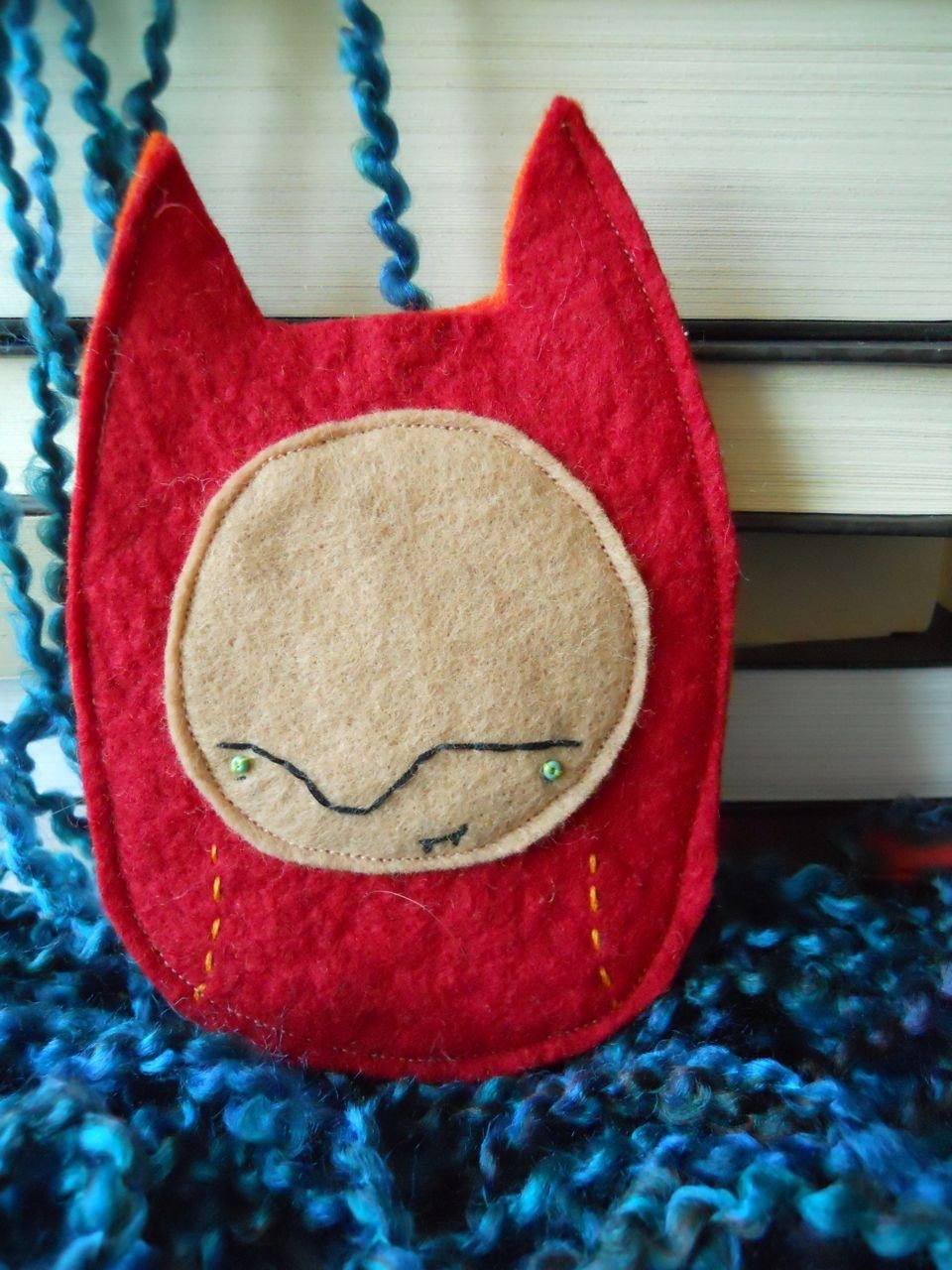SALE Red and Orange Owl Wallet with Snap Closure