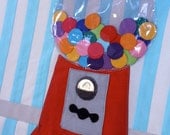 Customizable Machine Applique Fiber Wall Art - Gumball Machine