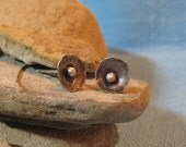 Tiny Flower Earrings Sterling Silver Buttercup Blossom Stud Teeny Dainty Delicate Rustic Organic Oxidized Post Earring JJDLJewelryArt