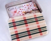 Beige Plaid Chiyogami  - Stash your secrets in this cool large slider tin--  Resin protected Chiyogami top