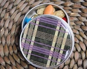 Purple and Gold Plaid Chiyogami  - Screw Top 1 oz Round Tins - Stash your secrets -Resin protected Chiyogami top