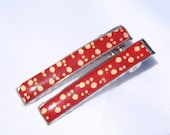 Gold PolkaDot on Rich Red Chiyogami  - Get a grip with these stylin clips - 2 inch small sturdy cute alligator clips - neverstopshoppin