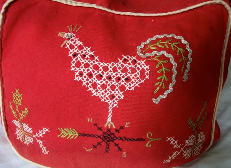 Vintage Toaster Cover with Embroidered Chicken