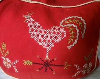 Vintage Toaster Cover with Embroidered Chicken