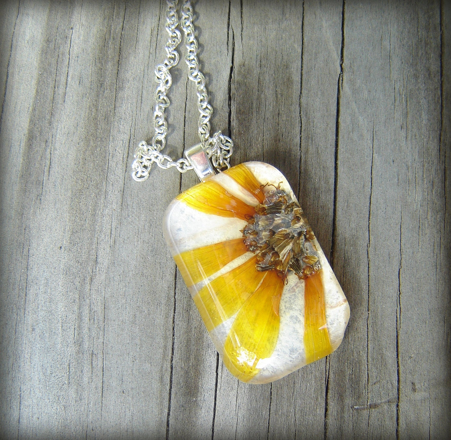 Brown-Eyed Susan Necklace - Real Pressed Flower Pendant
