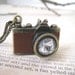 Vintage Style Brown Leather Camera Necklace