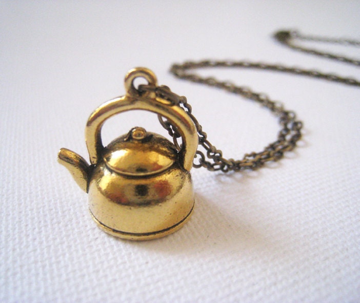 Antique Gold Teapot Necklace