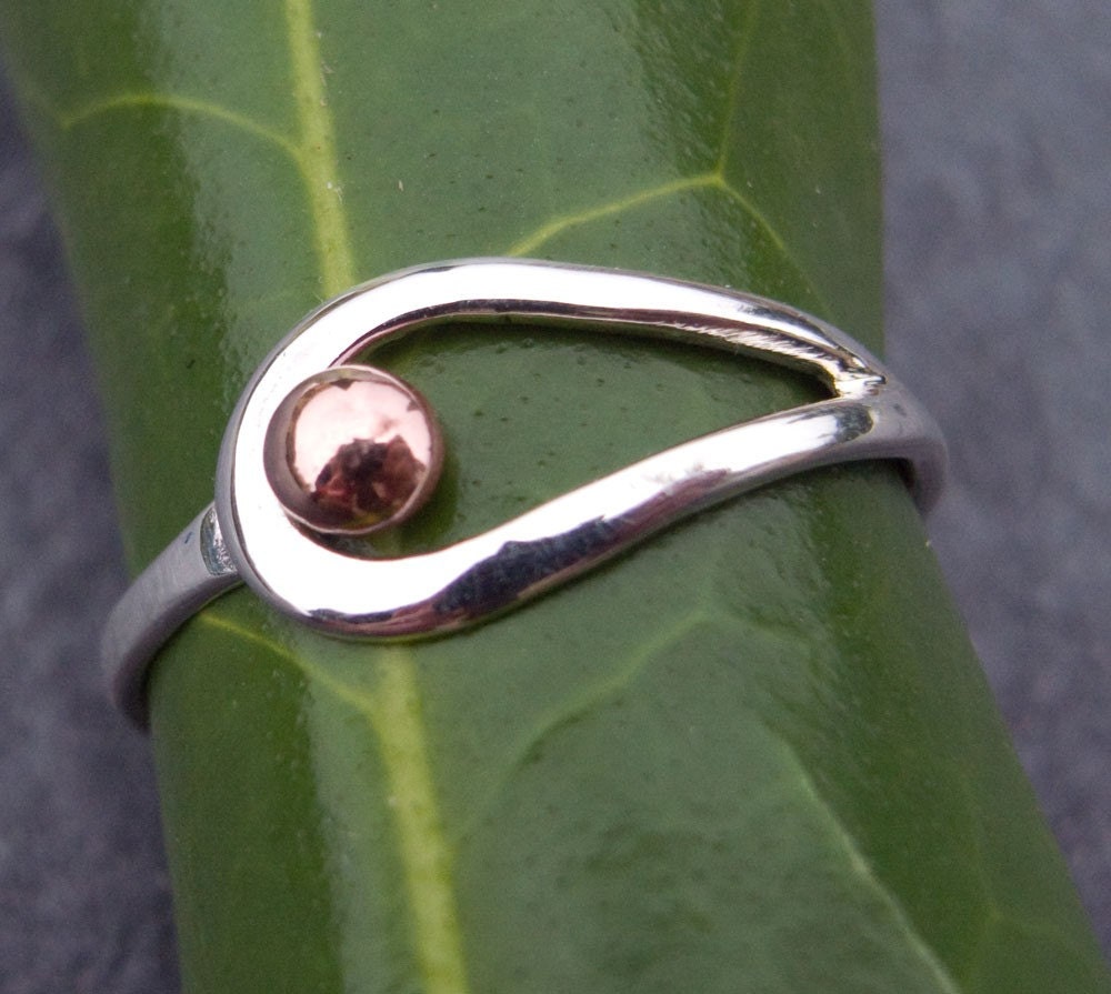 Sterling silver and copper loop ring