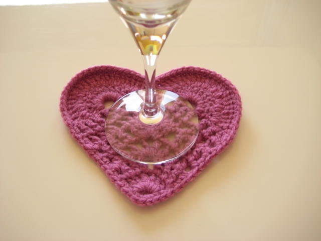 Heart Fashion - Heart Drink Coasters - Pink Set of 4 Crochet Coasters - Ready for Shipping - Gift for Her, for Mom - Christmas Gift