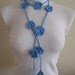 Baby Blue Bloom Flower Crochet Necklace, SCARFLETTE, SCARF, BELT - Ready for Shipping - Gift for Her