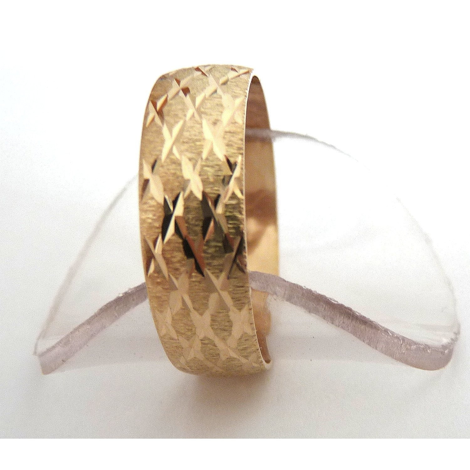 Yellow gold wedding band domed with stars for men or woman