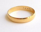 Wedding band men wedding ring gold 4mm wide shiny polished finish  women 14k solid gold