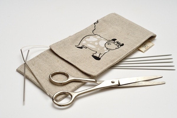 MINI Needle Case. size: 4" x 9,2". Needles, Crochets and Hooks Case. Knitting needles Organizer Holder.