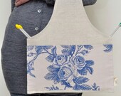 Knitter Project Bag Blue ROSES... Special KnitterBag design.