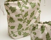 Set of 2 Knitter Project Bags. LARGE and MINI. Flowers