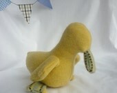 Medium Yellow Upcycled Felted Wool Duckie Plush Toy