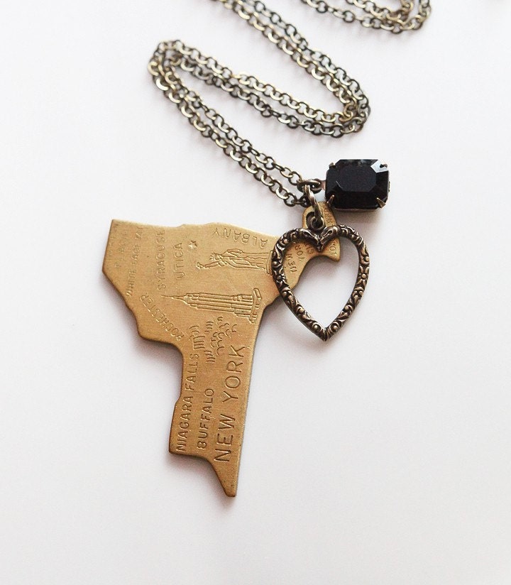 I Heart NY - Vintage Charm Necklace, as seen in Tiger Beat March 2012 issue