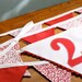 Personalized Fabric Flag Bunting with Applique Number/Letter (red and white) Banner Decoration