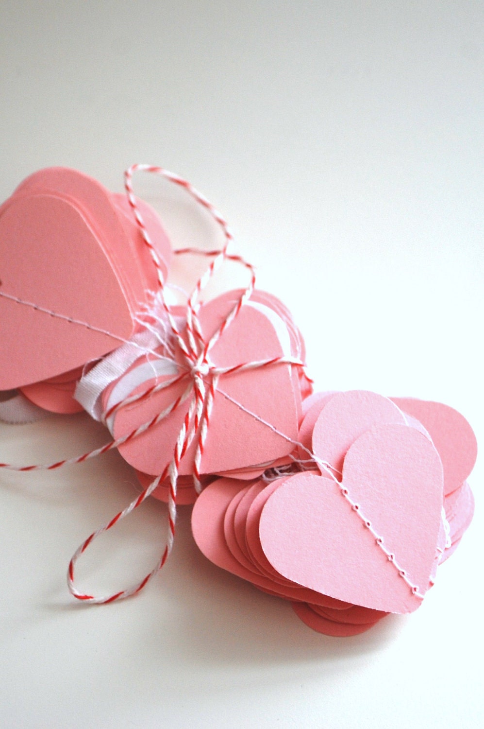 Pink Paper Hearts Garland - 10 feet long, reusable and eco friendly