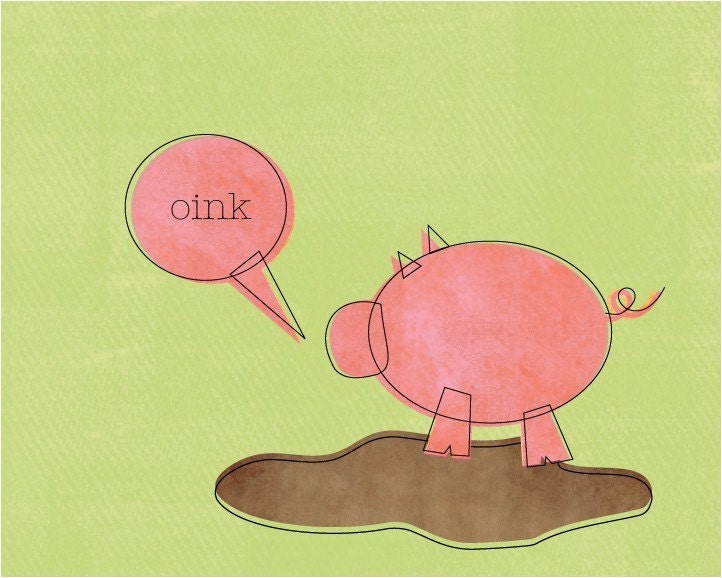 5x7 Pig Nursery Print // Nursery Decor