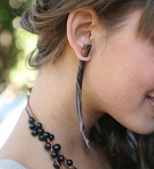 Wooden Earrings - XL Ironwood Talons - Fake Gauges