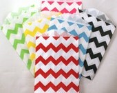 MIX & MATCH - 50 Mini Kraft 2.75 x 4 paper tiny bitty bags with striped CHEVRON design - Packaging, Party Favors, Candy Treats, Retail