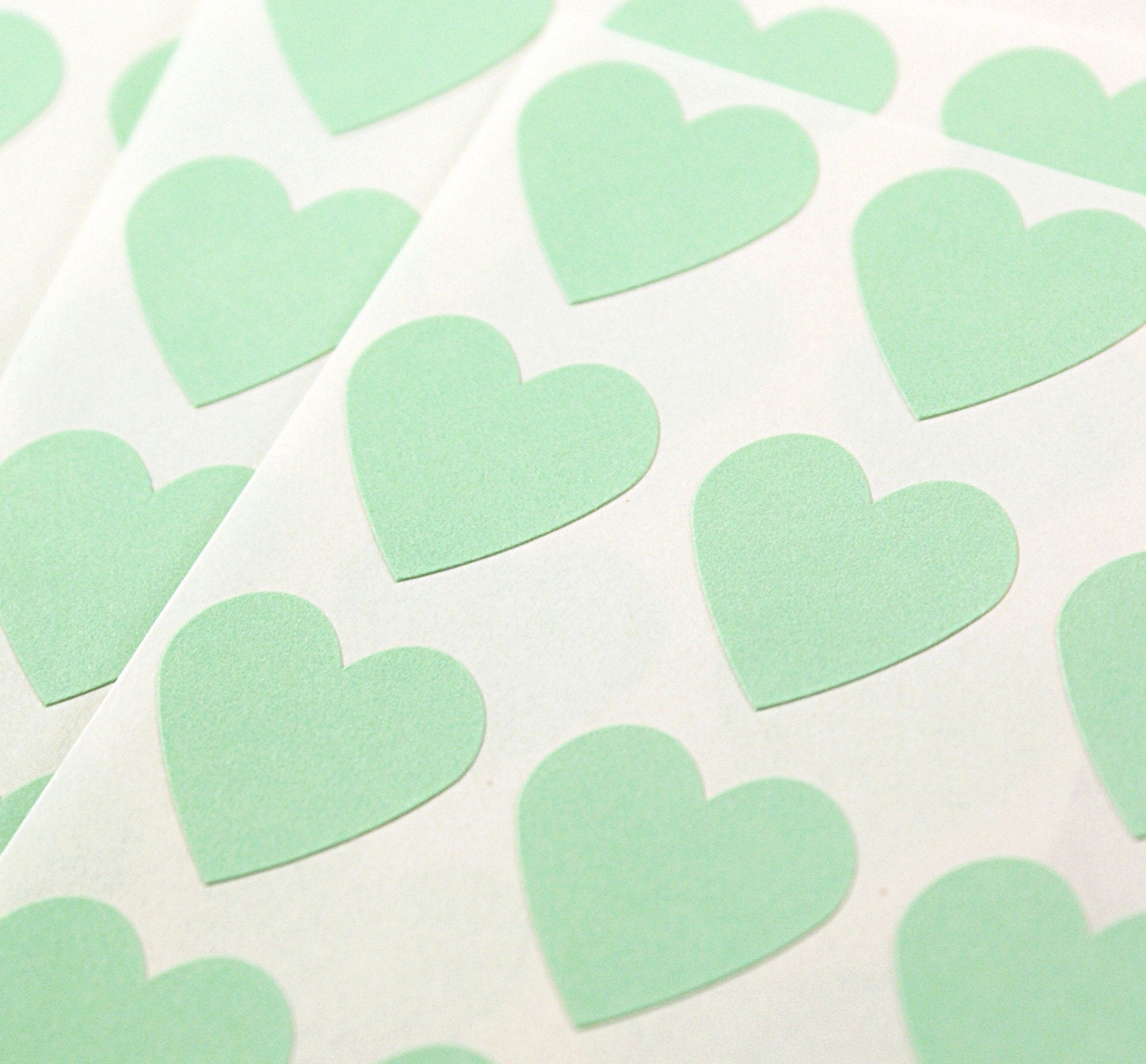 FREE SHIPPING - 108 Pistachio Green Hearts - Mini 3/4 inch Pastel Sticker Labels - kawaiigoodies