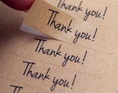 80 modern Free Spirit Script Font THANK YOU Rectangle Brown Kraft Sticker Labels Seals 1/2 x 1 3/4 inch - Free Shipping
