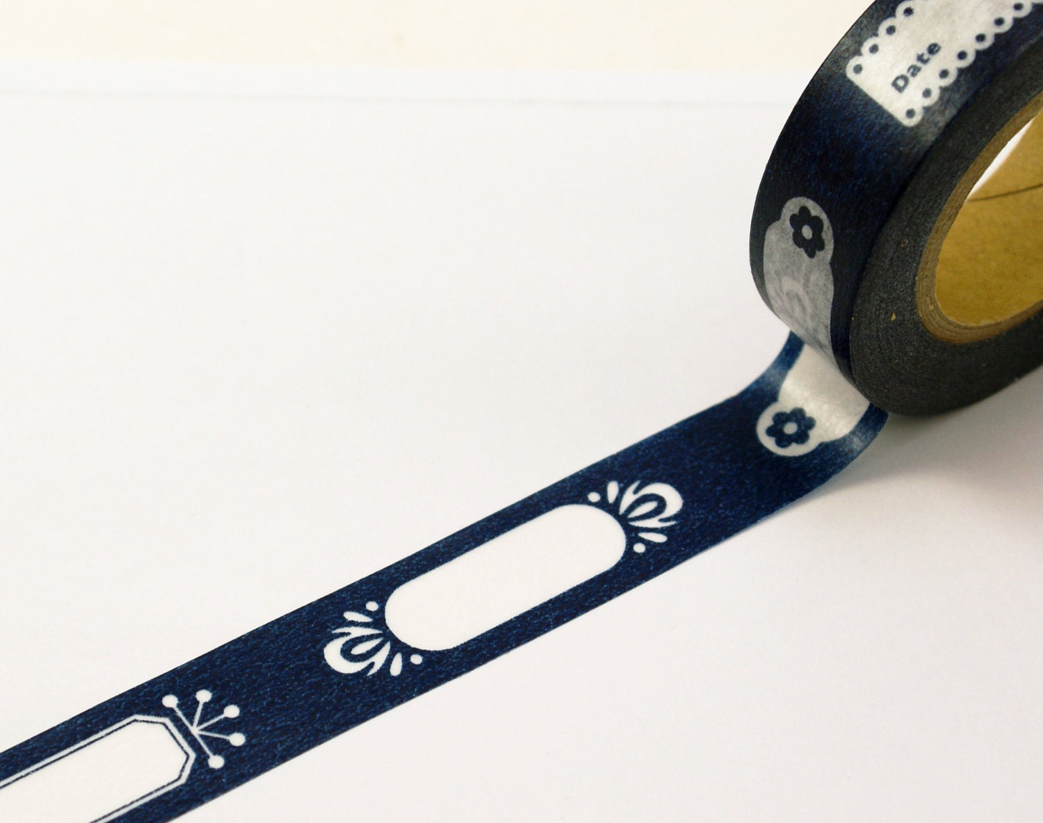 Classic Tags & Labels on MIDNIGHT BLUE - Japanese Washi Paper Masking Tape-16.5 YARDS
