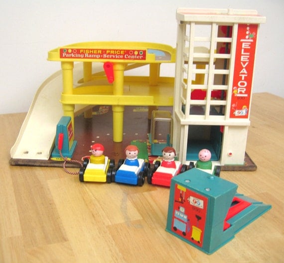 Vintage Fisher Price Garage Set - Complete