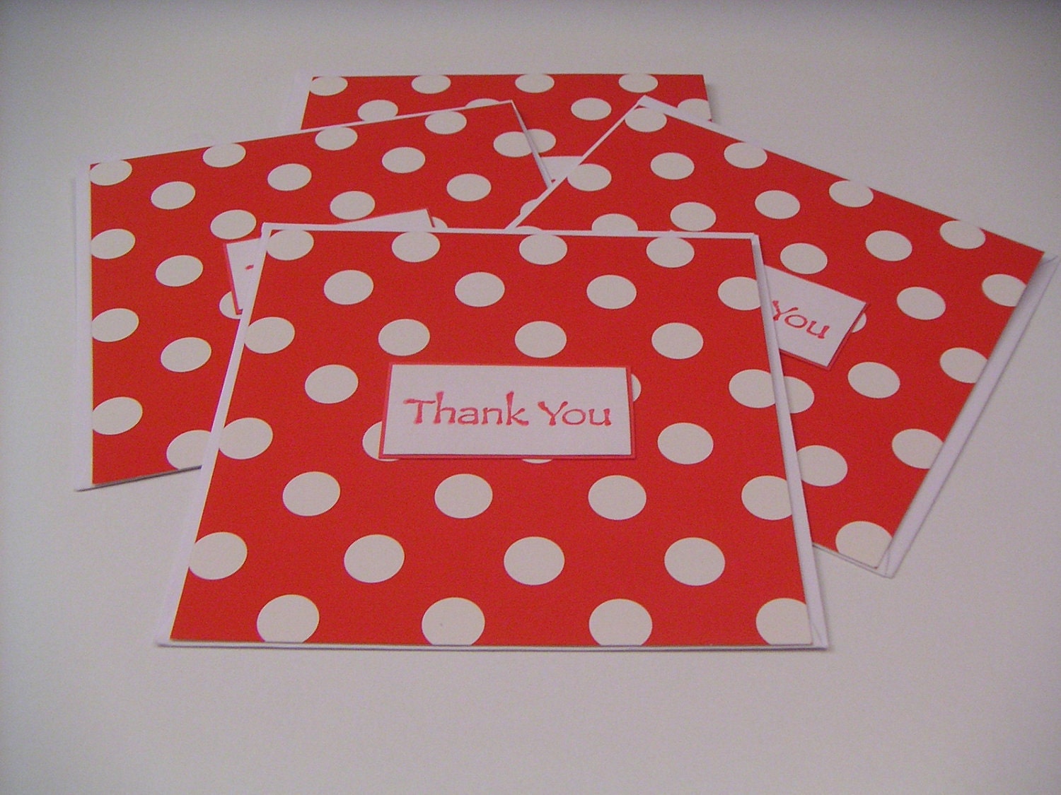 Red and White Polka Dot Thank You Notecard Set