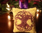Purple Celtic Tree of Life Punch Needle Christmas Ornament Stuffed with Maine Balsam Fir