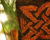 Christmas Ornament Punch Needle Embroidery Orange and Chocolate Celtic Knot Stuffed with Maine Balsam Fir by erinf115 on Etsy