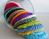 10 Facial Scrubbies, eco friendly, washable, all Cotton, assorted colors.