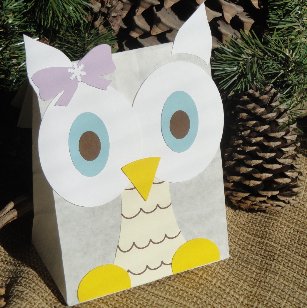 Snow Owl Treat Sacks - Winter Wonderland Snow Forest Theme Birthday Party Goody Bags by jettabees on Etsy Il_170x135