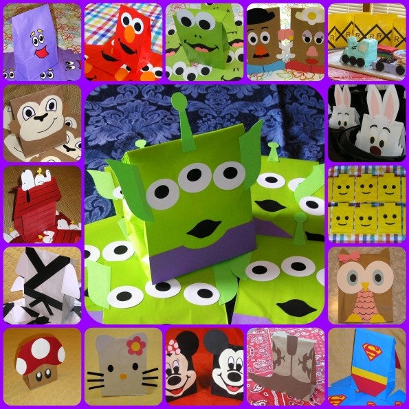 RESERVED for jeseniacampos - Custom Character Birthday Party Favor Treat Sacks Goody Bags by jettabees on Etsy Il_170x135