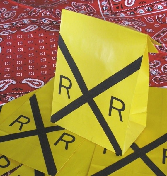 Railroad Sign Train Theme Birthday Party Favor Treat Sacks by jettabees on etsy Il_570xn