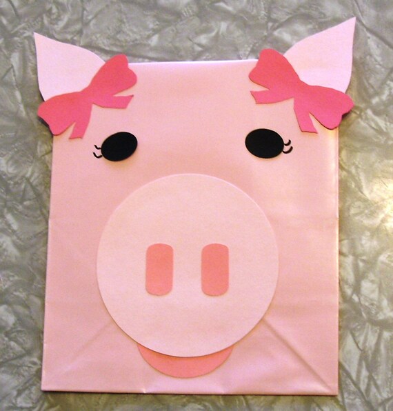 Pink Girl Pig Treat Sacks - Farm Ballerina Barnyard Theme Birthday Party Favor Bags by jettabees on Etsy Il_570xn