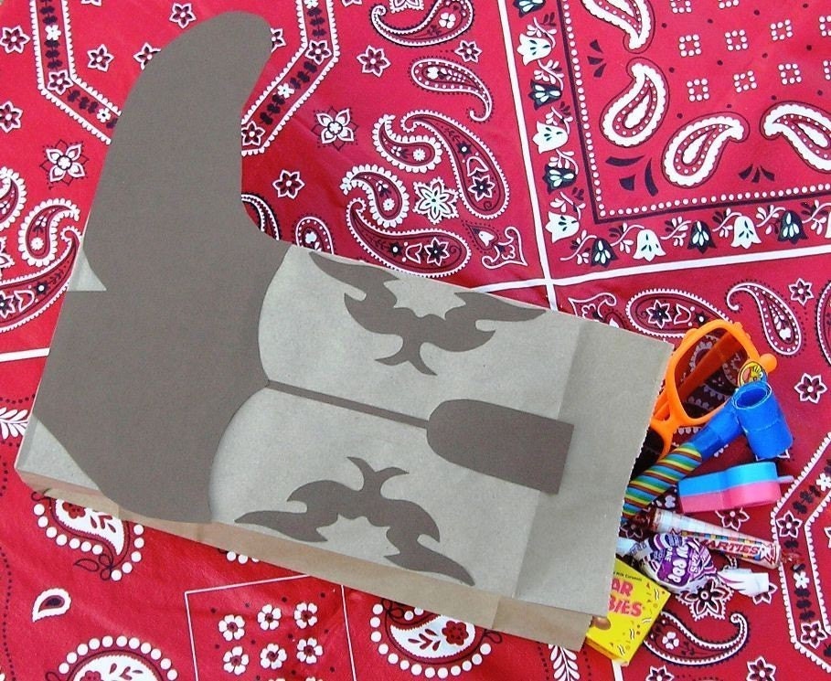 Cowboy Boot Birthday Party Treat Sacks BOOTS Western Farm Theme Goody Bags by jettabees on Etsy