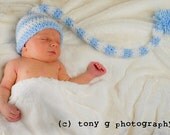 Blue and white stripe stocking cap