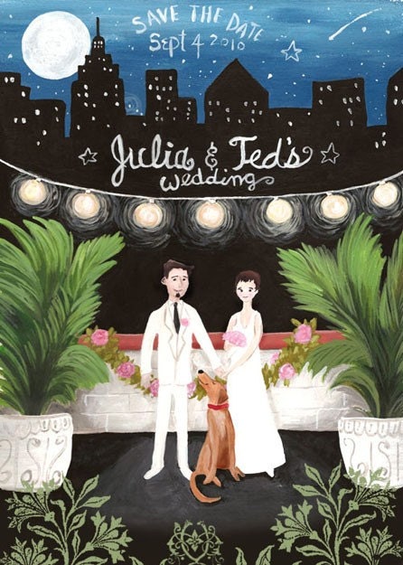 Custom Couples Portrait Invitation Design