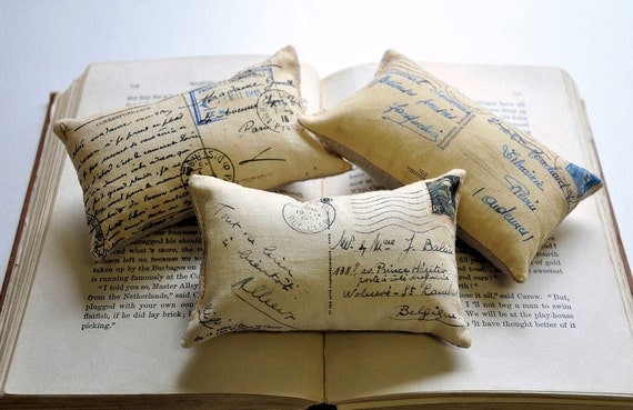 French Postcard mini pillows