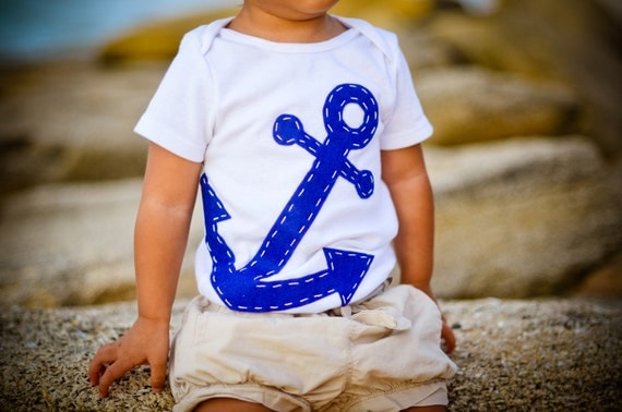 Baby Boy Clothes Navy Blue Anchor Onesie Natuical Baby Gift