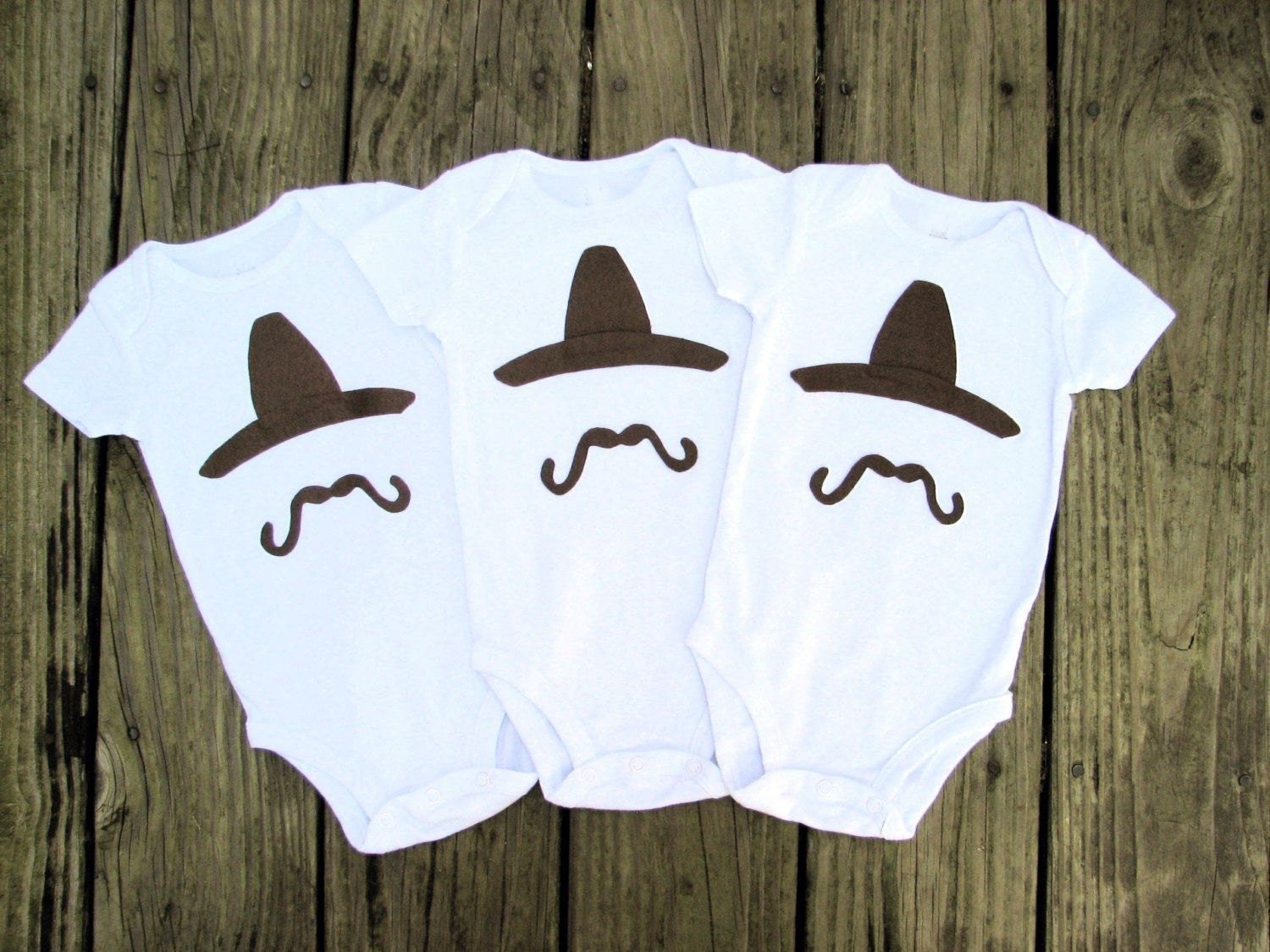 Triplet Cowboy Gift Set - Three Amigos Onesies