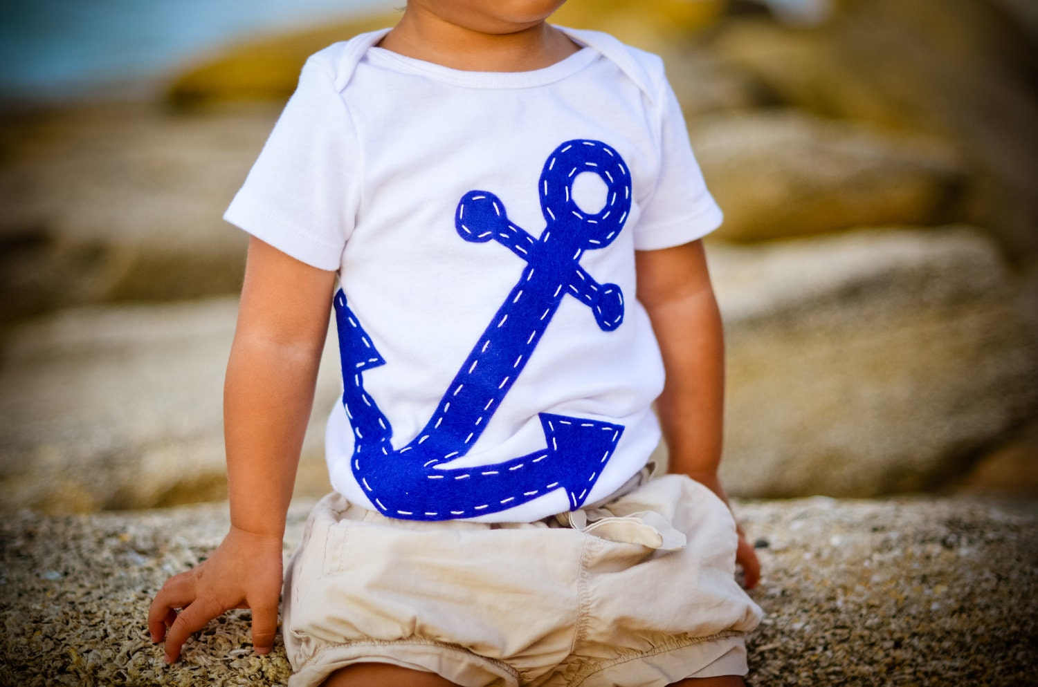 Baby Boy Clothes Navy Blue Anchor Onesie Natuical Baby Gift
