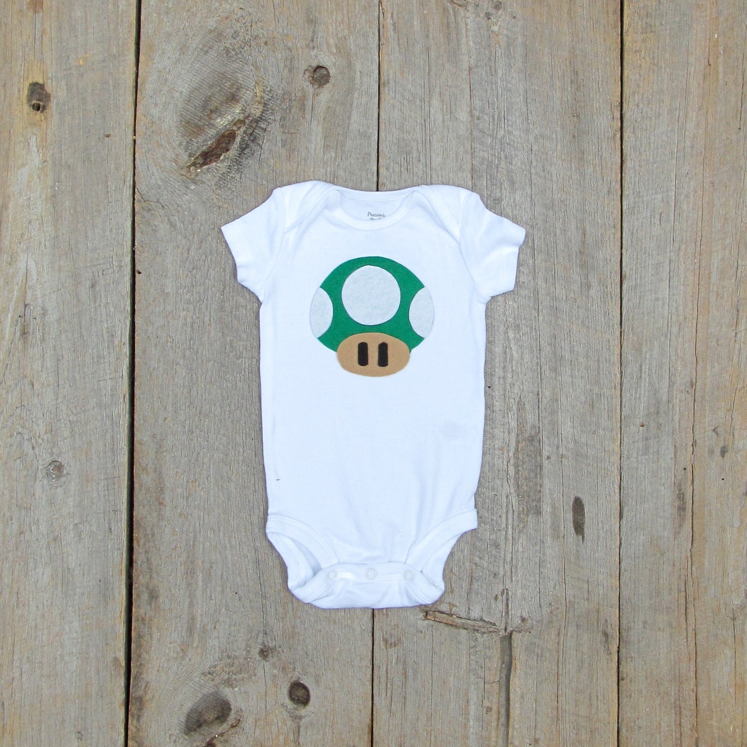 Giant Super Mario Brothers Mushroom / 1 Up Baby Onesie