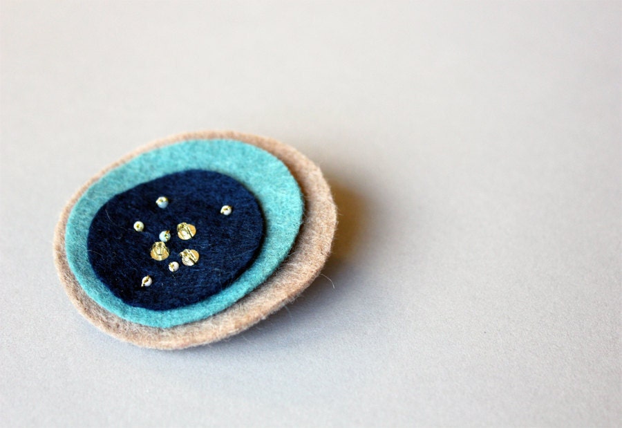 River Stones Felt Brooch - Layered Nature Pin - myhideaway