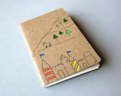 Hand Drawn Pocket Journal Moleskine Cahier Notebook - Billy Goat Castle Fairy Tale - myhideaway