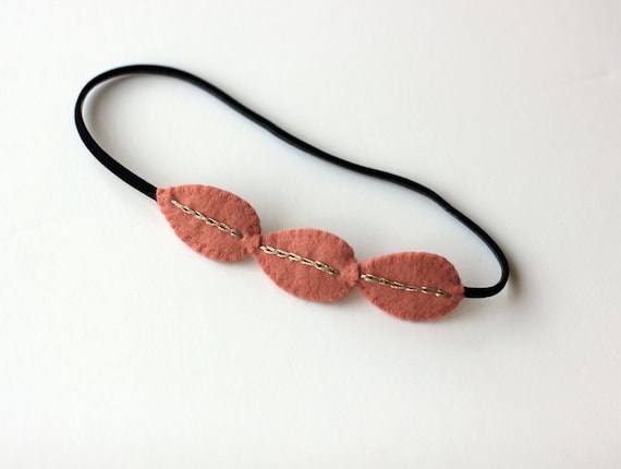 Grecian headband - Modern peach pink leaf hair accessory
