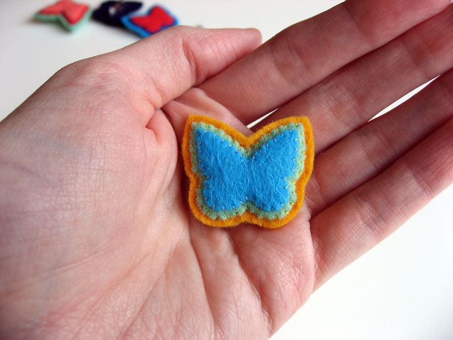 SALE - Butterfly Brooch Felt Pin - Papillon